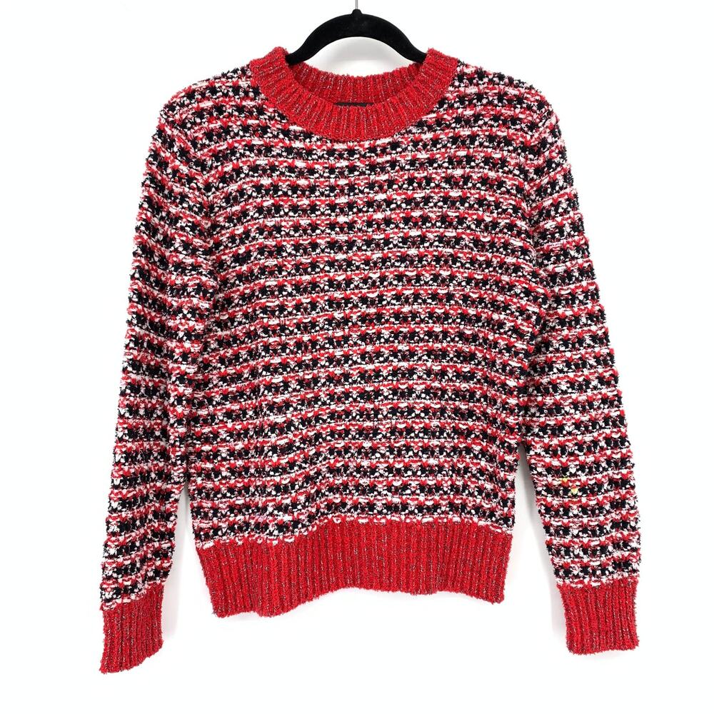 Ann Taylor Pullover Crew Neck Sweater Womens Size Medium Red White Black Knit